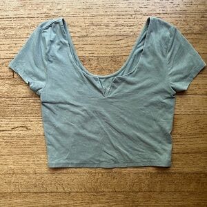 Aeropostale Blue/Green Short Sleeve Crop Top